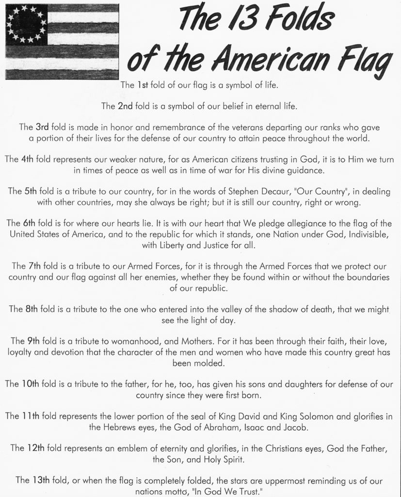 13 folds of the american flag